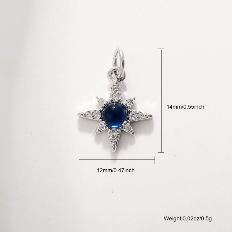 DIY 銅メッキ 18 k ゴールドムーンスターネックレスペンダントオイルドリップジルコン五芒星ブレスレットイヤリングキーホルダーペンダント|undefined