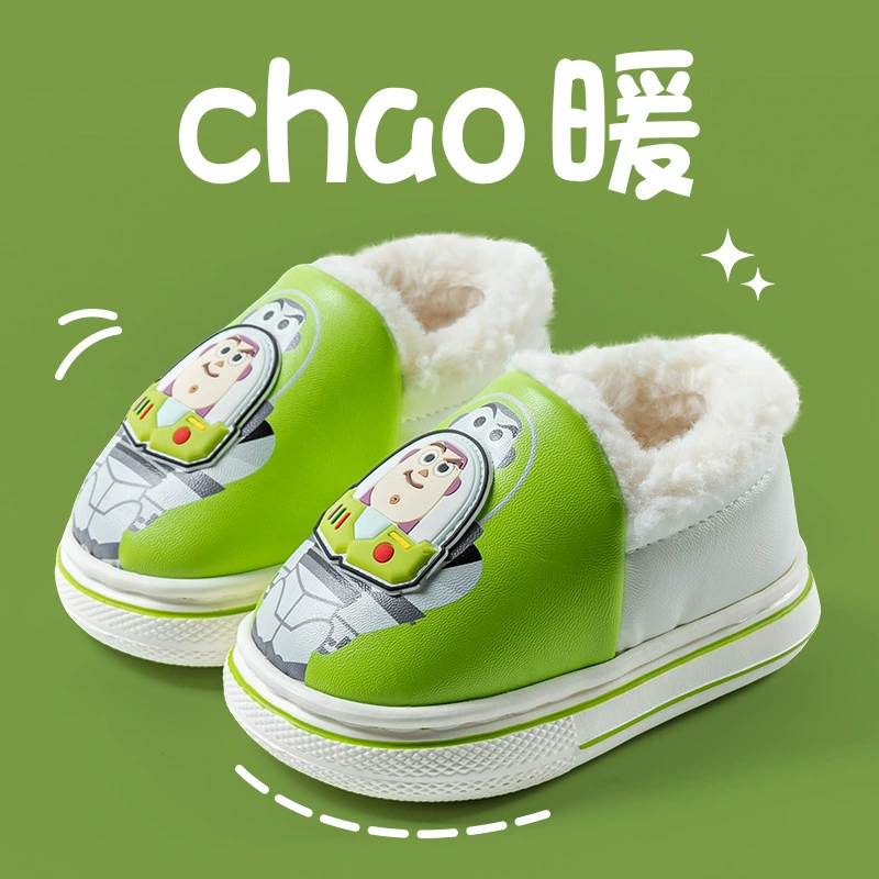 Хлопковые тапочки для мальчиков Nangbo Wan Зимние нескользкие теплые плюшевые хлопчатобумажные туфли мультяшные милые сумки и хлопчатобумажные туфли детские тапочки