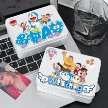 哆啦A梦小铁盒桌面收纳盒贴纸小卡收纳首饰盒卡通糖果盒杂物整理