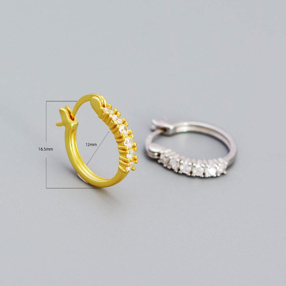 Fashion Geometric Silver Earrings Inlay Rhinestones 925 Silver Earrings