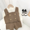 Children's spring set, clothing, T-shirt, shorts, Chanel style, 2022 collection, Korean style, western style