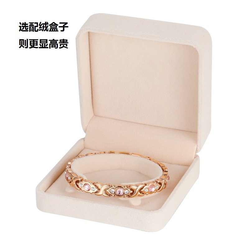 Pulsera de Acero Inoxidable con Circonita CNC en Forma de X, Color Oro Rosa, Joyería de Acero Titanio, Accesorios Japoneses y Coreanos de Amazon, Magnética Negra, Gris Germanio