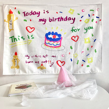 INS韩国韩风生日派对装饰挂毯儿童宝宝周岁百日拍照道具喜庆