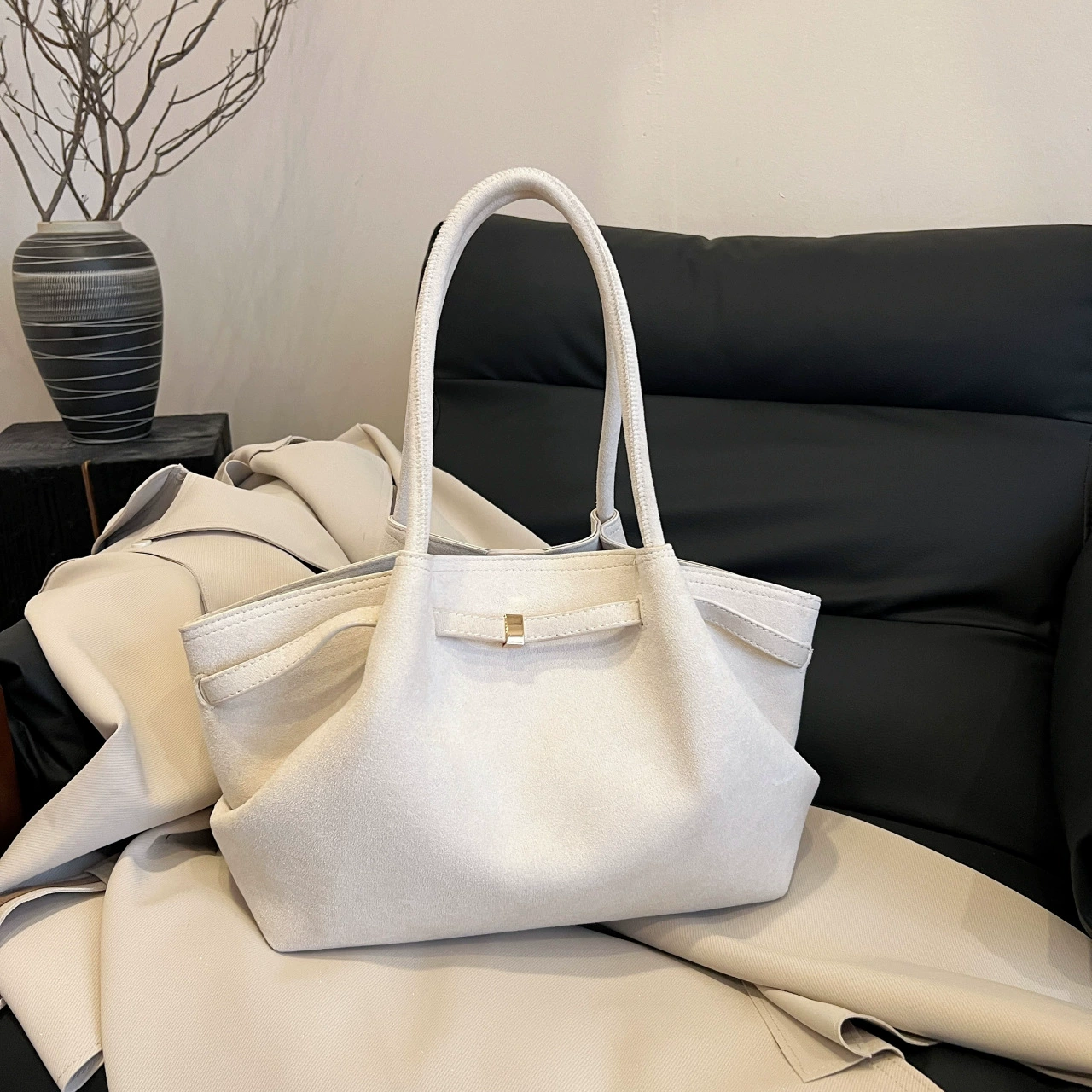 Однотонная матовая ретро-сумочка через плечо, просторная tote, 30×13×21 см