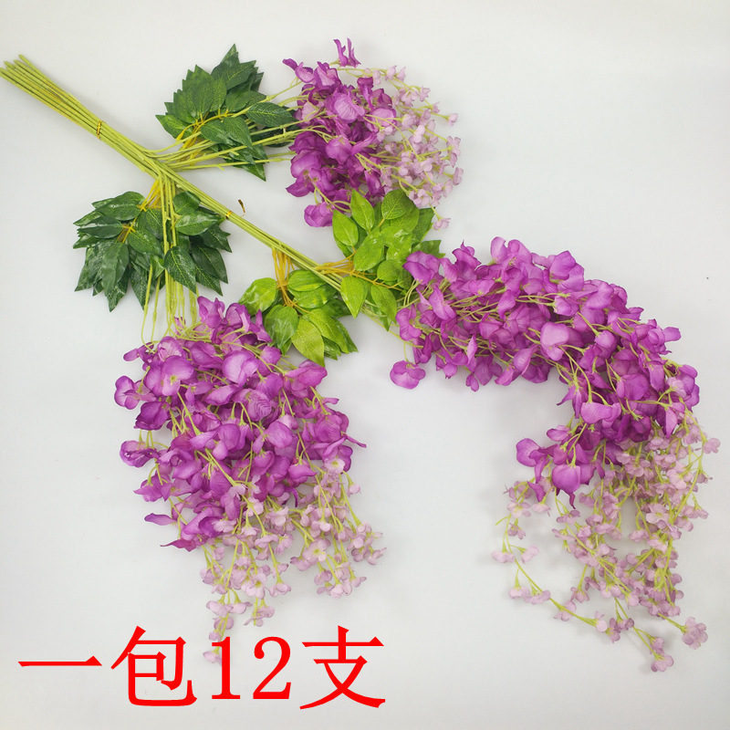 人工藤の花、豆の花、偽物の花、造花、緑の植物、リビングの天井、壁掛けの花、藤、結婚式の装飾、卸売|undefined