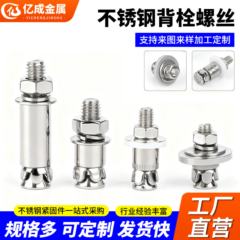 304 Stainless Steel Back Bolt Screws, Anti-Vibration Back Bolt Screws, Marble Curtain Wall Percussion-Type Back Bolt Screws