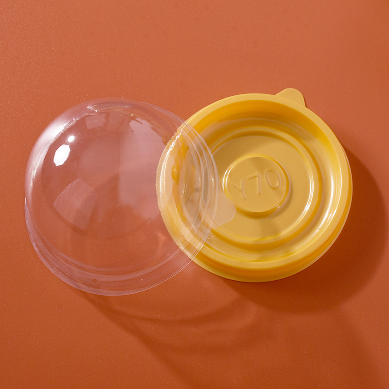 Yema de huevo caja de embalaje crujiente nieve Mei Niang pastel de Luna redondo transparente para hornear punto occidental caja de blister desechable caja de embalaje de grano único