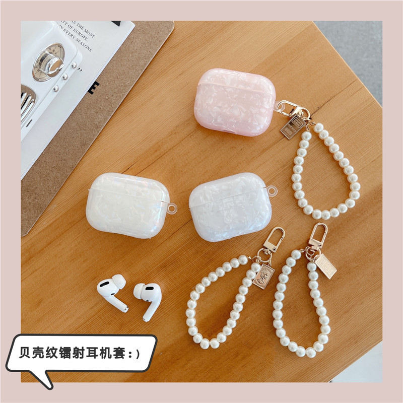 Simple Shell Pattern AirPods Pro Headphone Case Suitable for Apple 1/2/3 Generation Wireless Bluetooth Silicone Cover Hook