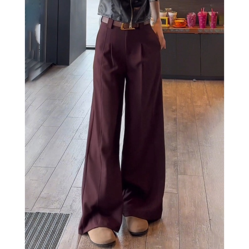 设计感高腰西装阔腿裤女2025秋季新款气质百搭宽松显瘦阔腿休闲裤|undefined