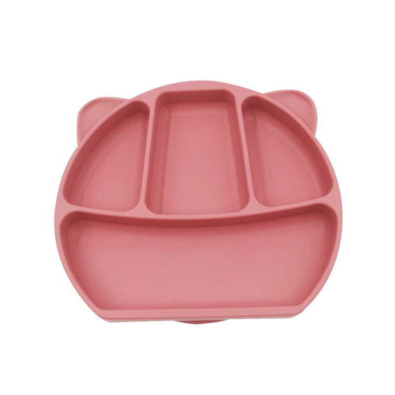 Placa de silicona para niños Panda vajilla de silicona para niños Placa de suplemento de alimentos para bebés cubierta de cuatro platos separados para niños