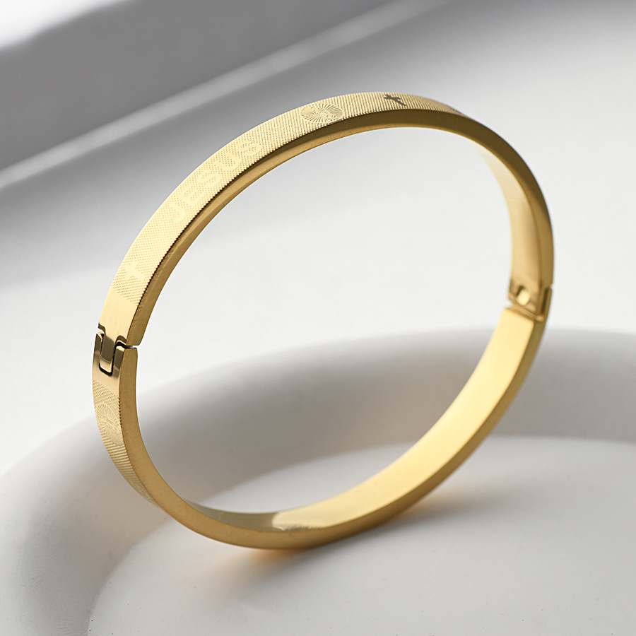 25g Weight Bangle Classification Titanium Steel Chain Material 1 Piece Quantity Holiday, Daily Occasion Titanium Steel Material Cross, Letter Pattern Women's Gender Plating Design Basic, Classic Style Style Basic Classic Style Cross Letter Titanium Steel Bangle In Bulk 11