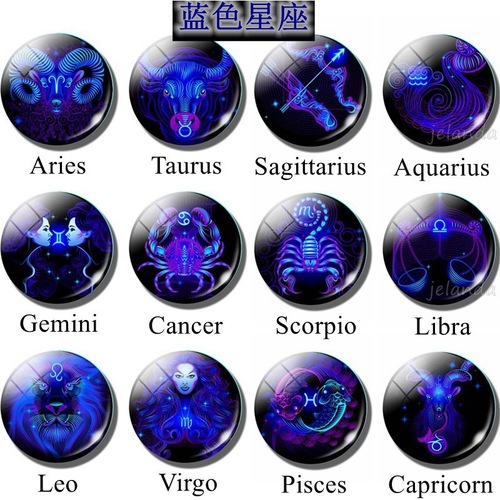 12 Constellation Key Ring Fashion Double-Sided Raised Round Glass Ball Keychain Jewelry Wish AliExpress