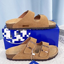 肯豆同款勃肯迦罗亚软皮复古软木底厚底增高扣带拖鞋ins凉拖凉鞋