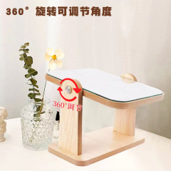 Wooden Desktop Vanity Mirror for Influencers, Teen Girls, Home, Dormitory, Student Dressing Table Rotating Beautify Mirror with Logo Customization