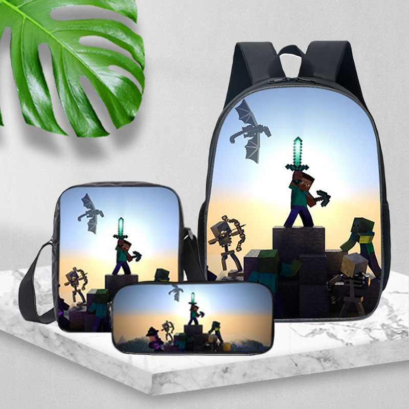 跨境小學(xué)生書包我的世界游戲雙肩背包戶外旅行休閑電腦背包