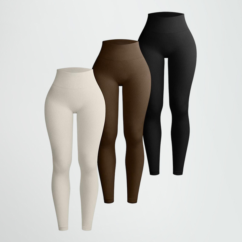 Threaded Sports Tights Trousers Seamless Cross-Border European and American Yoga Pants High-Waisted Fitness Pants Yoga Clothing Set