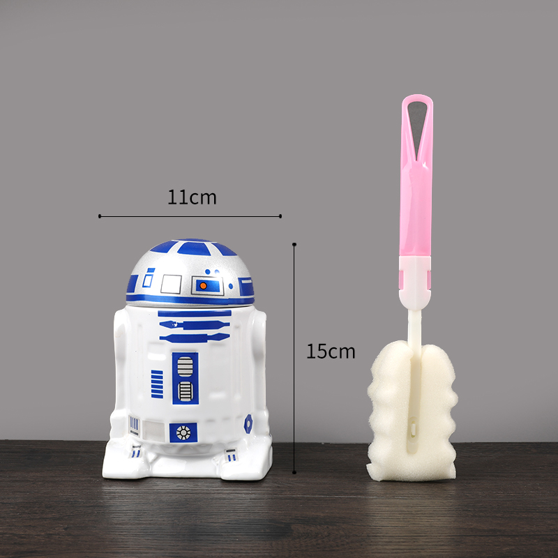 Tendencia creativa transfronteriza taza de gran capacidad con cubierta con cuchara taza de cerámica Star Wars taza de agua