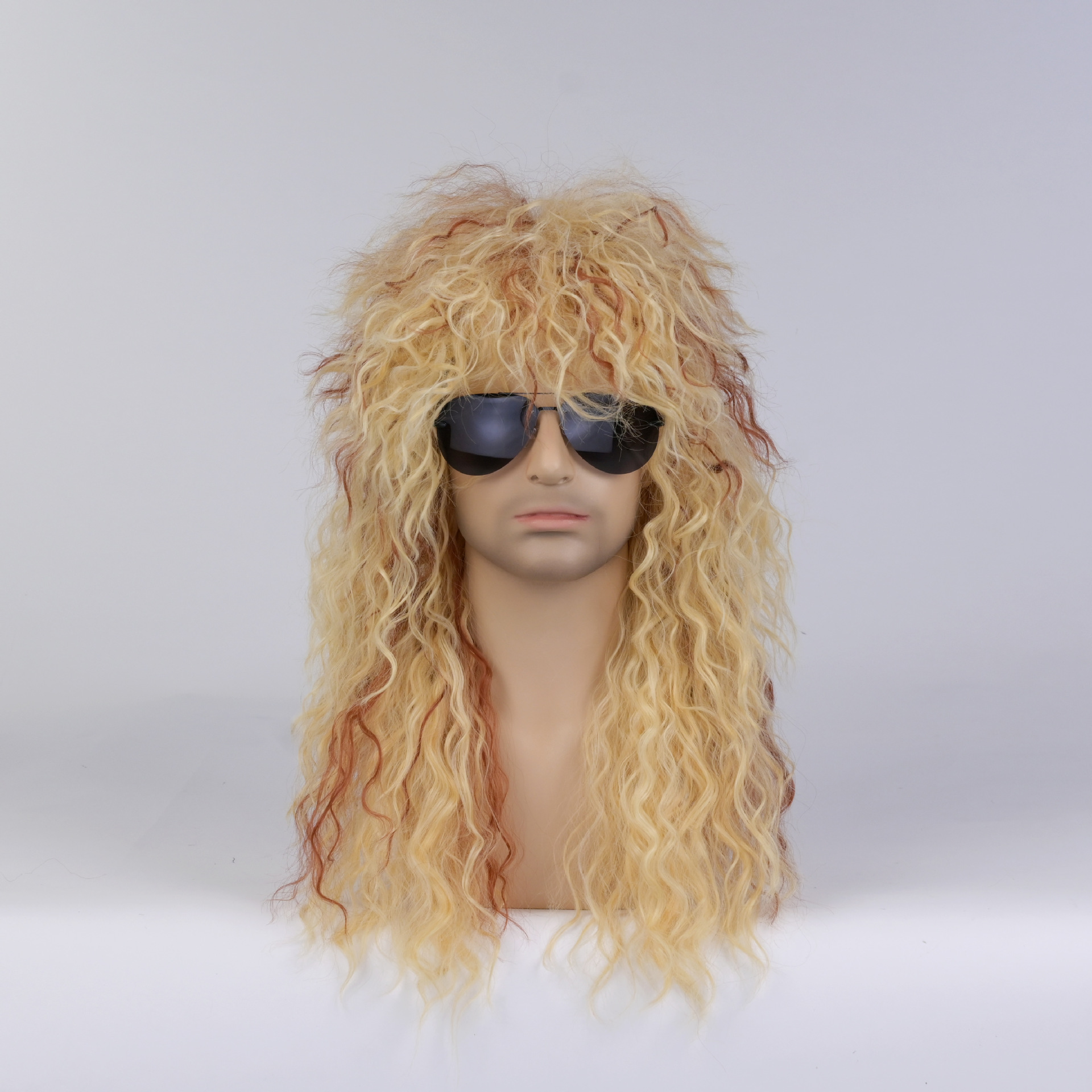 Syntetisk peruk långt lockigt hår scenen Halloween mäns fluffiga frisyr_voghion.com