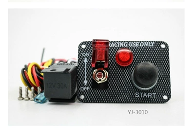 Power supply, ignition system accessories – start button key switch - carbon-pattern-red-cover-leather-button