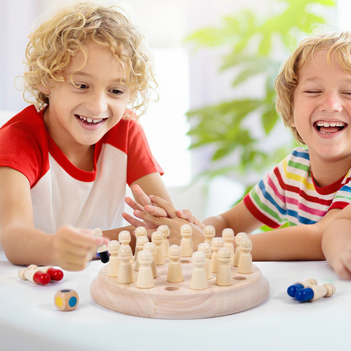 Children's wooden early education color memory chess focus parent-child interactive fun game science and education educational toys