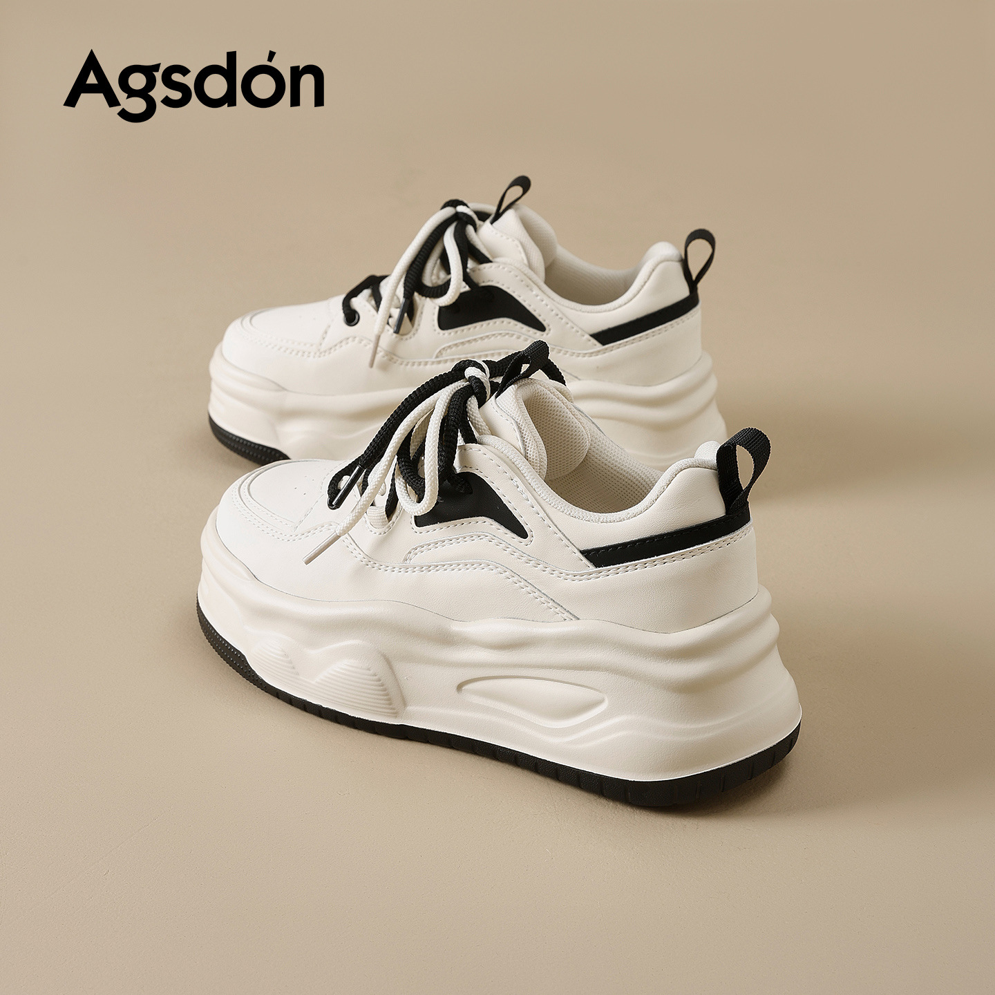 Augu Shi Deng zapatos blancos de fondo grueso para mujeres 2026 nueva primavera alta zapatos casuales muffins zapatos deportivos