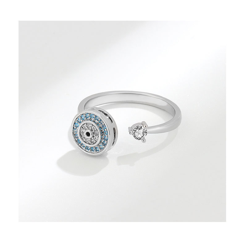 Adjustable Ring Size 1 Piece Quantity Daily Occasion 925 Sterling Silver Material 925 Sterling Silver Zircon Devil'S Eye Open Rings