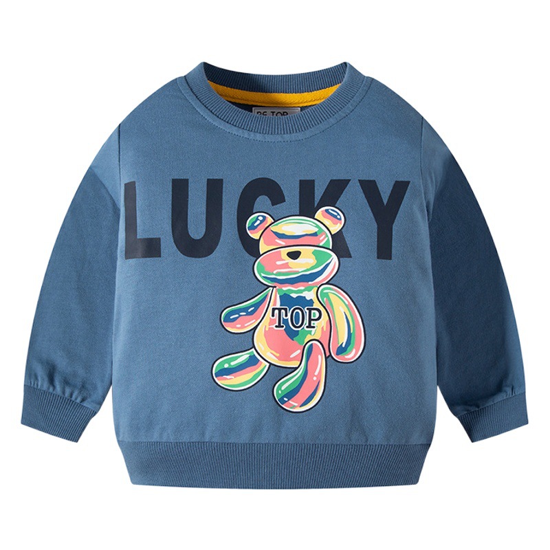 Los niños del otoño y el invierno Nuevos niños y niñas de dibujos animados oso impreso suéter bebé Jersey algodón manga larga top