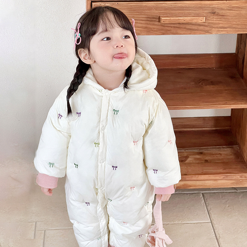 2024 새로운 겨울  면 패딩 재킷 점프 수트 겨울 의류  소녀 겨울 두꺼운 등반 의류  겨울 의상