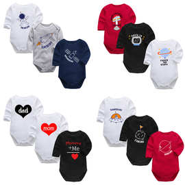 厂家热批婴幼儿连体衣长袖三角哈衣宝宝纯棉包屁衣爬服婴儿童装夏