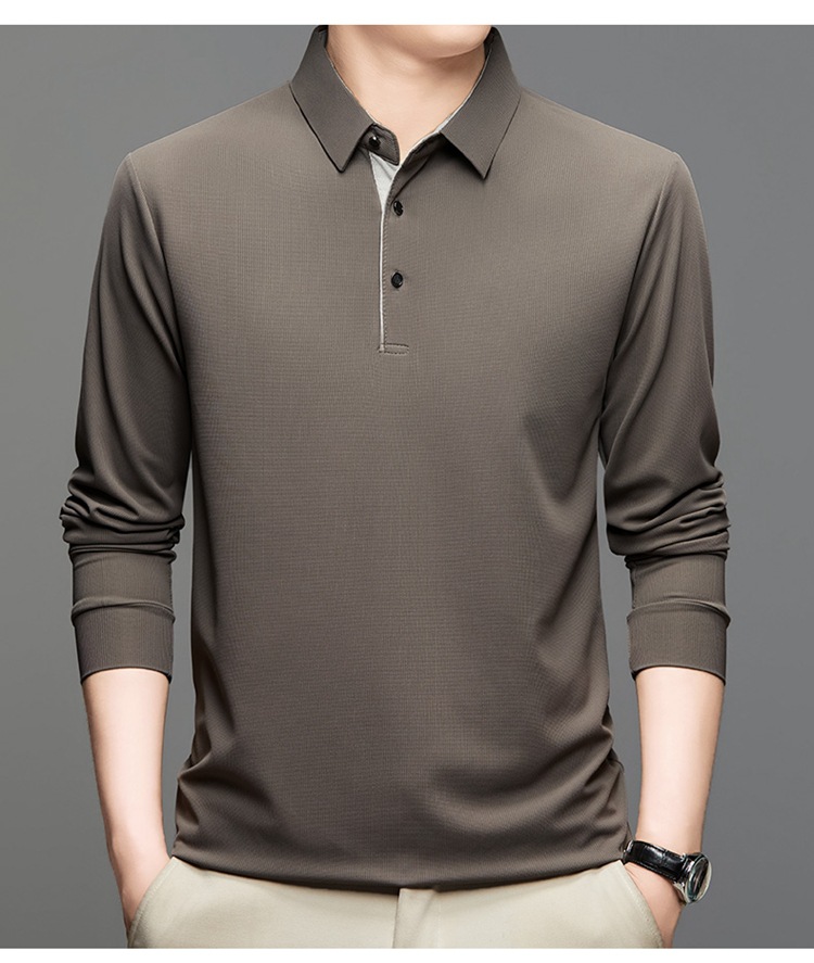 Langarm-Poloshirt für Herren, 2024 Frühling und Herbst Business-T-Shirt mit lockerem Kragen für Herren_voghion.com