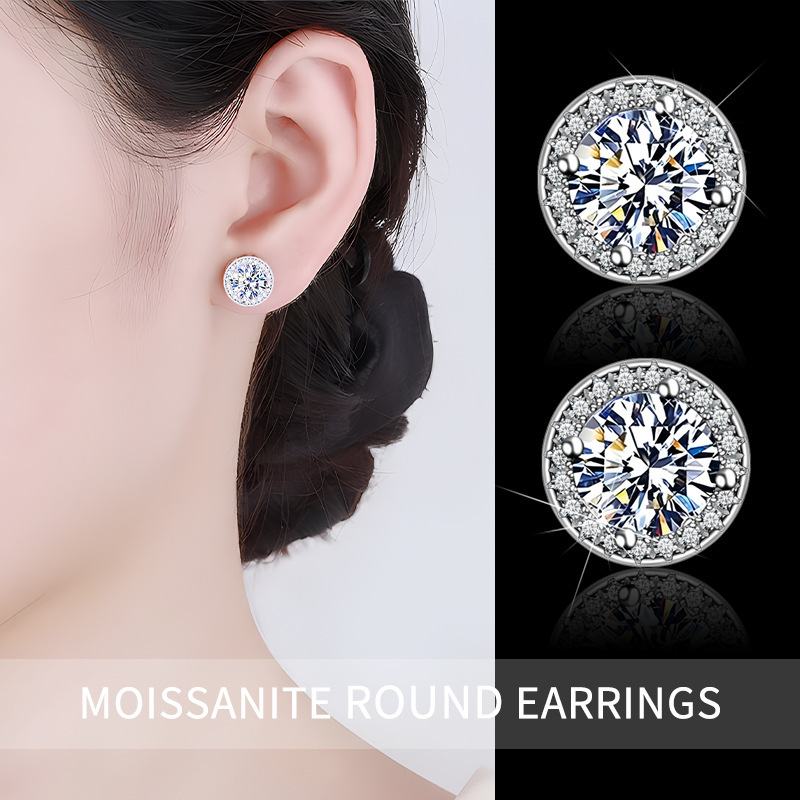 Orecchini infilati da 50 minuti con confezione rotonda da un carato, super flash, per uomo e donna in streaming live, fai un regalo alla tua ragazza_voghion.com