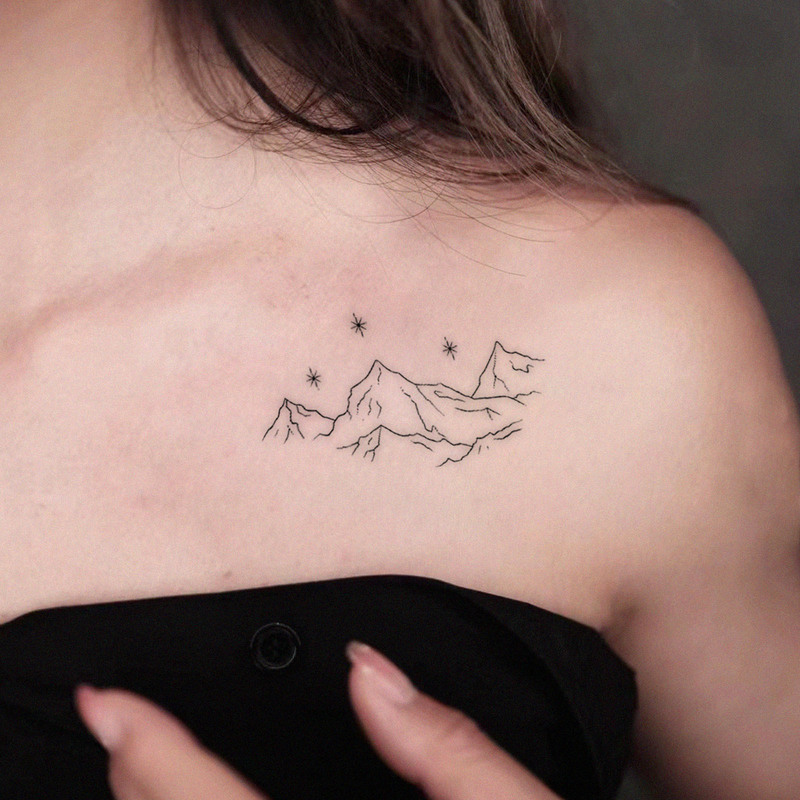 Minimalist Line Mountain Tattoo Stickers, Waterproof and Long-Lasting, Unique and Cool Tattoo Stickers