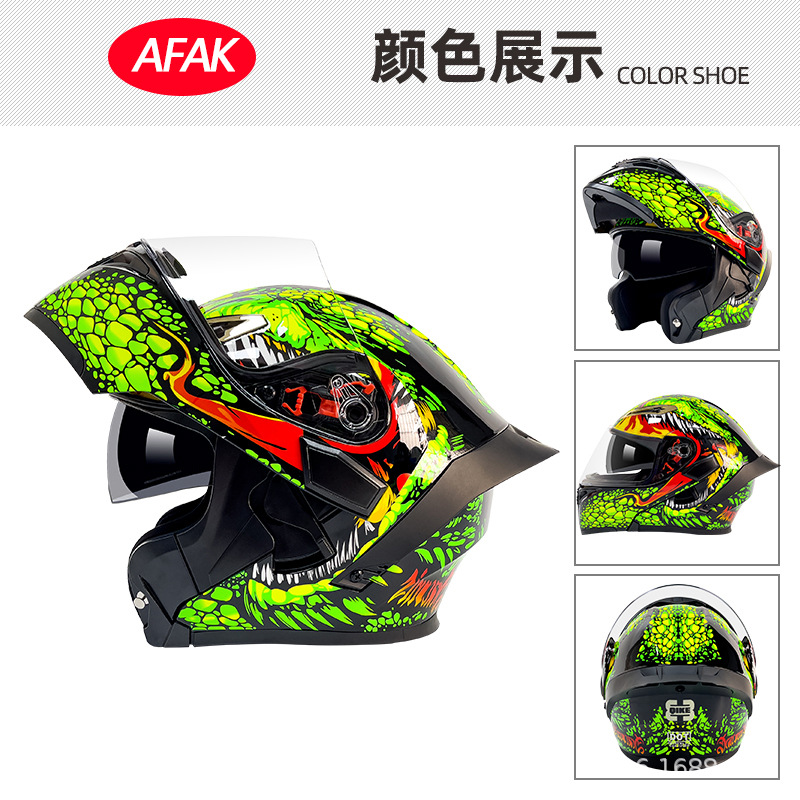 Casco de motocicleta abatible certificado 3C/DOT para hombres y mujeres, modelo de cuatro estaciones con doble visera y gran alerón trasero, fabricante de cascos de motocicleta integrales.