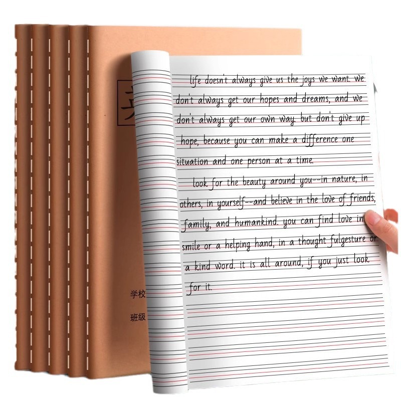 Libro de inglés 16K estudiante de escuela primaria libro de tareas de tercer grado para estudiantes de secundaria especial copia de texto en inglés cuatro líneas tres cuadrícula vaca