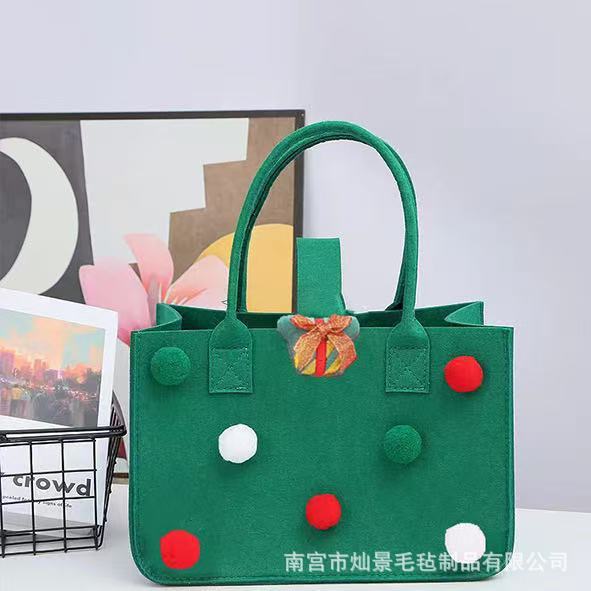 跨境圣诞节礼品毛毡包平安夜礼物袋小红书同款卡通创意毛毡手提袋|undefined