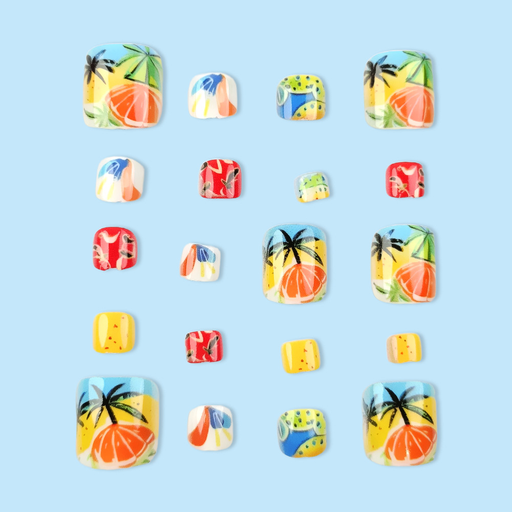 Hot Girl Summer Beach Coconut Tree Nail Nail Sencillo Shell Snigle Nail Parche de uñas Venta caliente en Europa y América