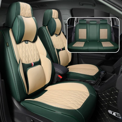 Seat Cushion, New Five-Seater Seat — Four Seasons Pad - green-beige-universal-headrest-for-five-seats