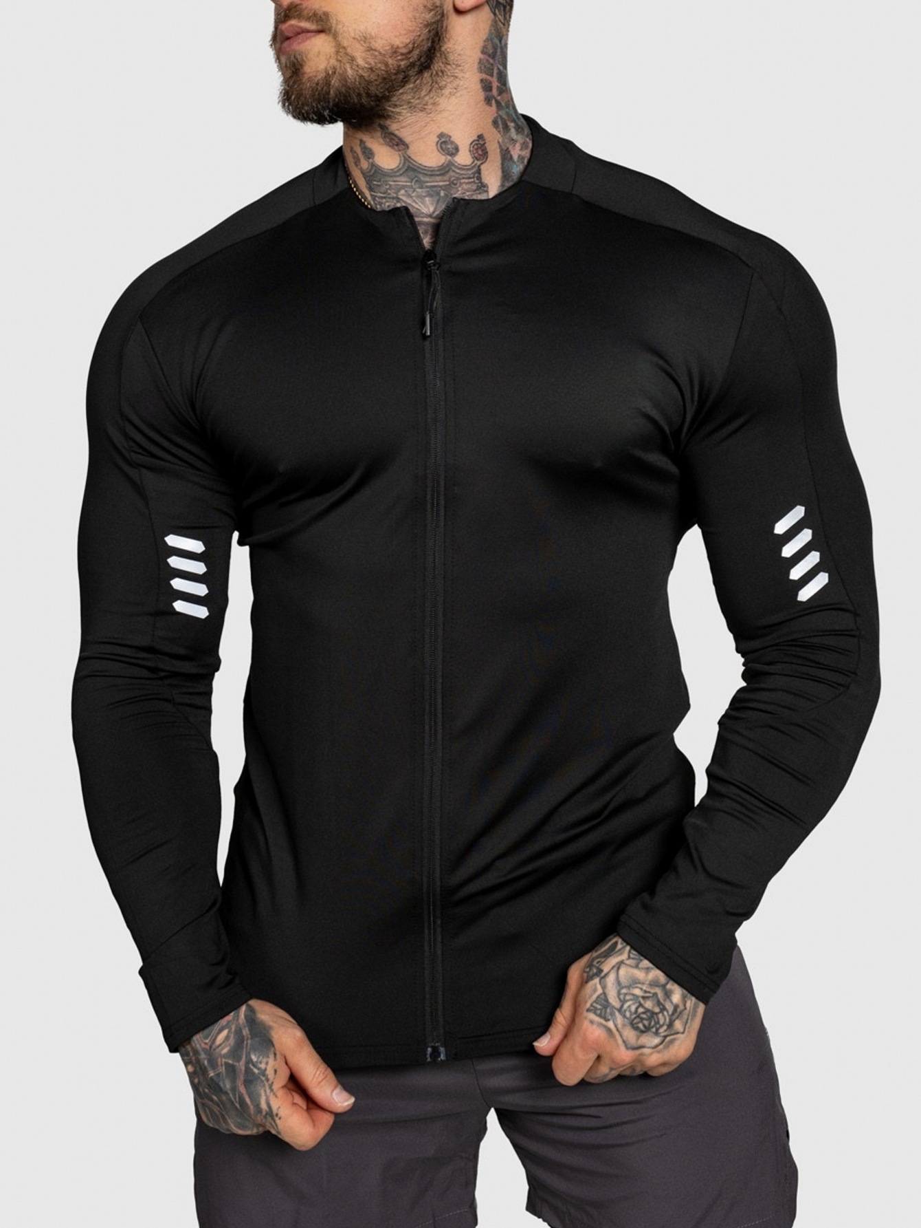 Men's Quick Drying Long Sleeve Cardigan Jacket Slim Fit Stretch Sports Fitness Base Layer Training Running Top Trendy Autumn_viptrois.com