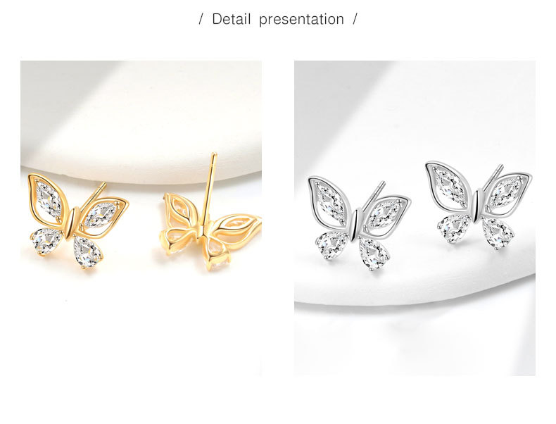 1 Paar 925 Sterling Silber 925 Sterling Silber Ohrringe Schmetterling Kleine Ohrstecker display picture 4