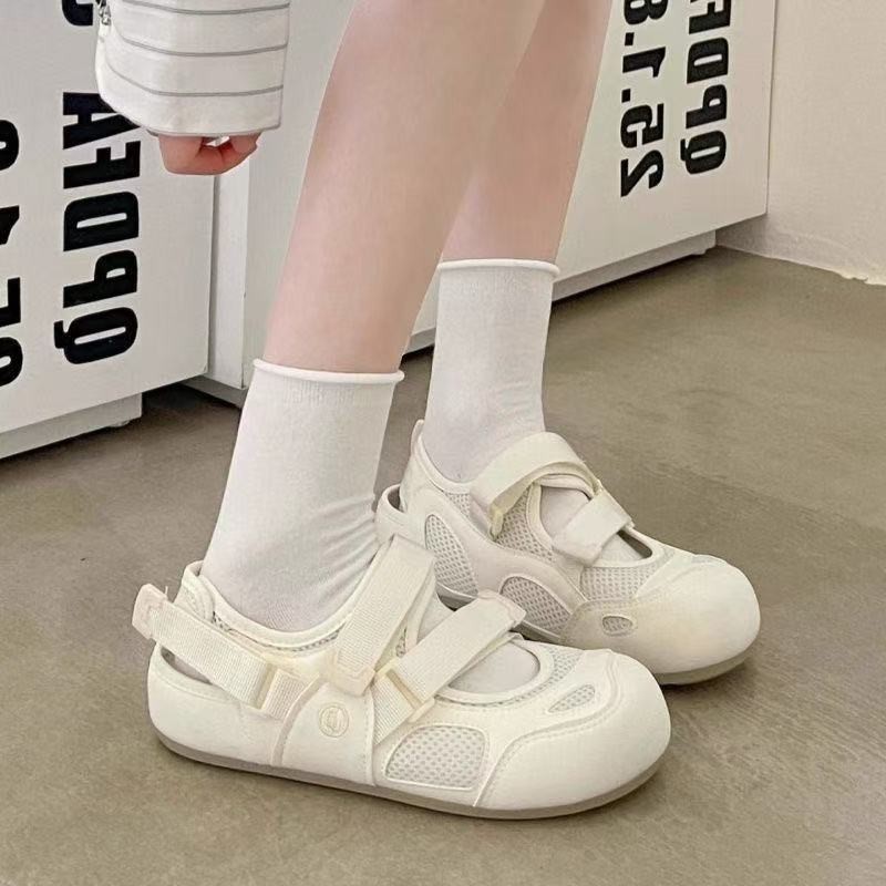 2026 verano nuevo versátil y cómodo con falda con zapatos de velcro de zapatos blancos de moda zapatos de mujer