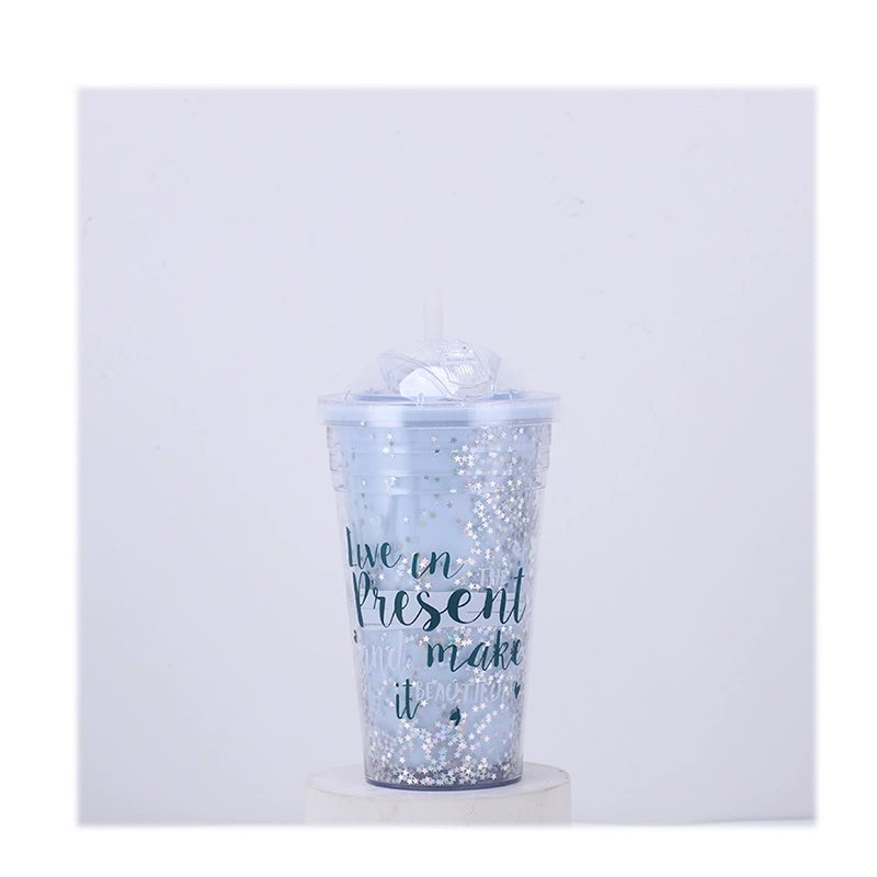 Creative amusing starry sky, double-layer nail sequins, plastic thermos for elementary school students, glass, factory direct supply