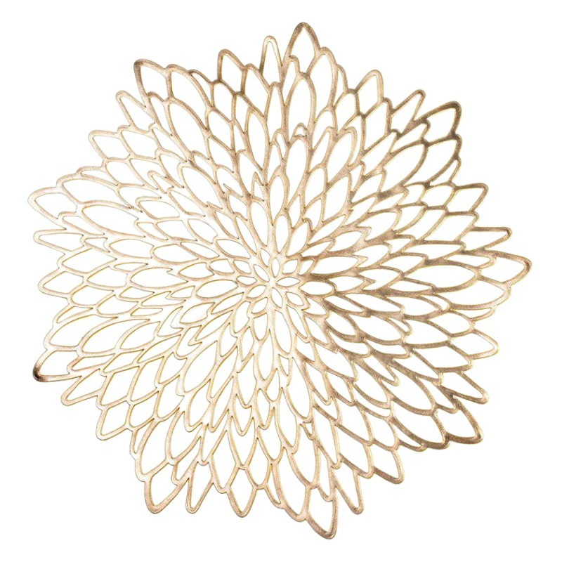 【TUME Dropshipping】Подставки для тарелок из ПВХ с золотым тиснением, подставки для тарелок с цветком гибискуса, золотые подставки из полипропилена, подставки для тарелок в европейском стиле