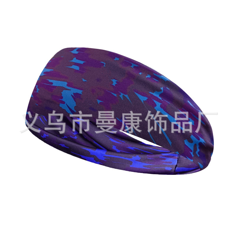 Transfronterizos de impresión de cabello deportivo para hombres mujeres fitness correr yoga antiperspirante pañuelo elástico ocio rayas de cabello cabeza