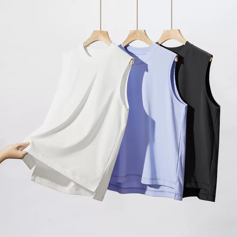 夏季冰感棉男士无痕背心宽松白色坎肩无袖t恤男运动健身透气汗衫