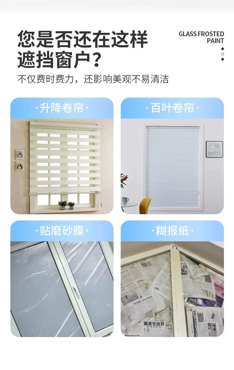 Frosted glass paint, opaque and sun-resistant paint for renovation, privacy covering, frosted glass paint cleaner, magic tool