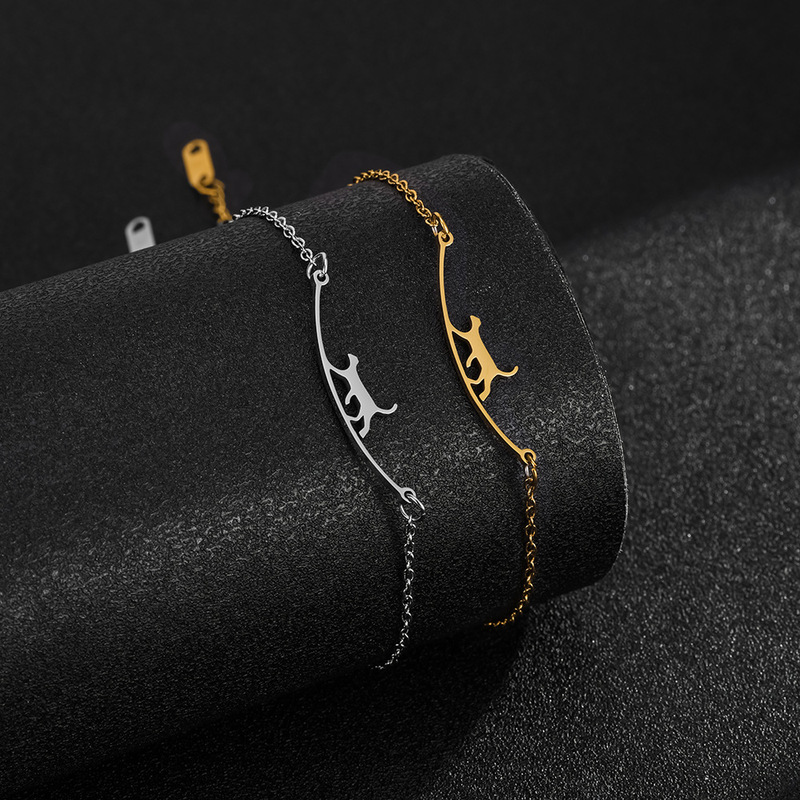 Hot-Selling Cute Walking Cat Anklet for Women, Stainless Steel Jewelry Anklet, Fashionable Beach Accessory, in Stock Wholesale
