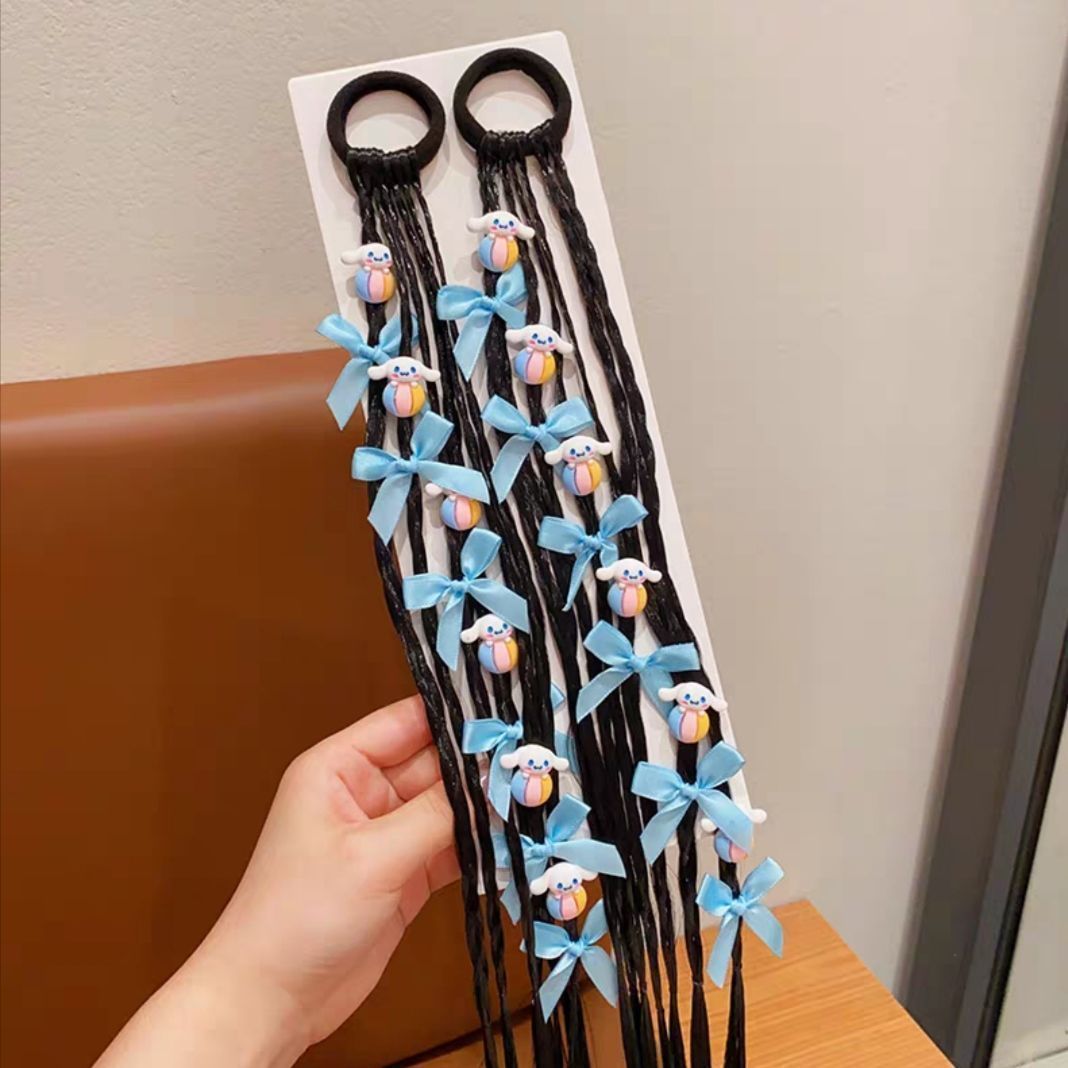 Princesa de nieve para niños peluca trenzada anillo de cabello de cola de caballo alta trenzada cabello de boxeo dulce y fresco trenzado