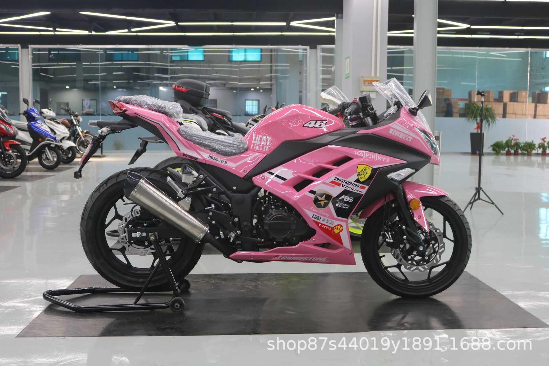 License-able motorcycle Kawasaki Ninja, twin-cylinder racing replica, Horizon sportbike, adult gasoline-powered sportbike, complete vehicle