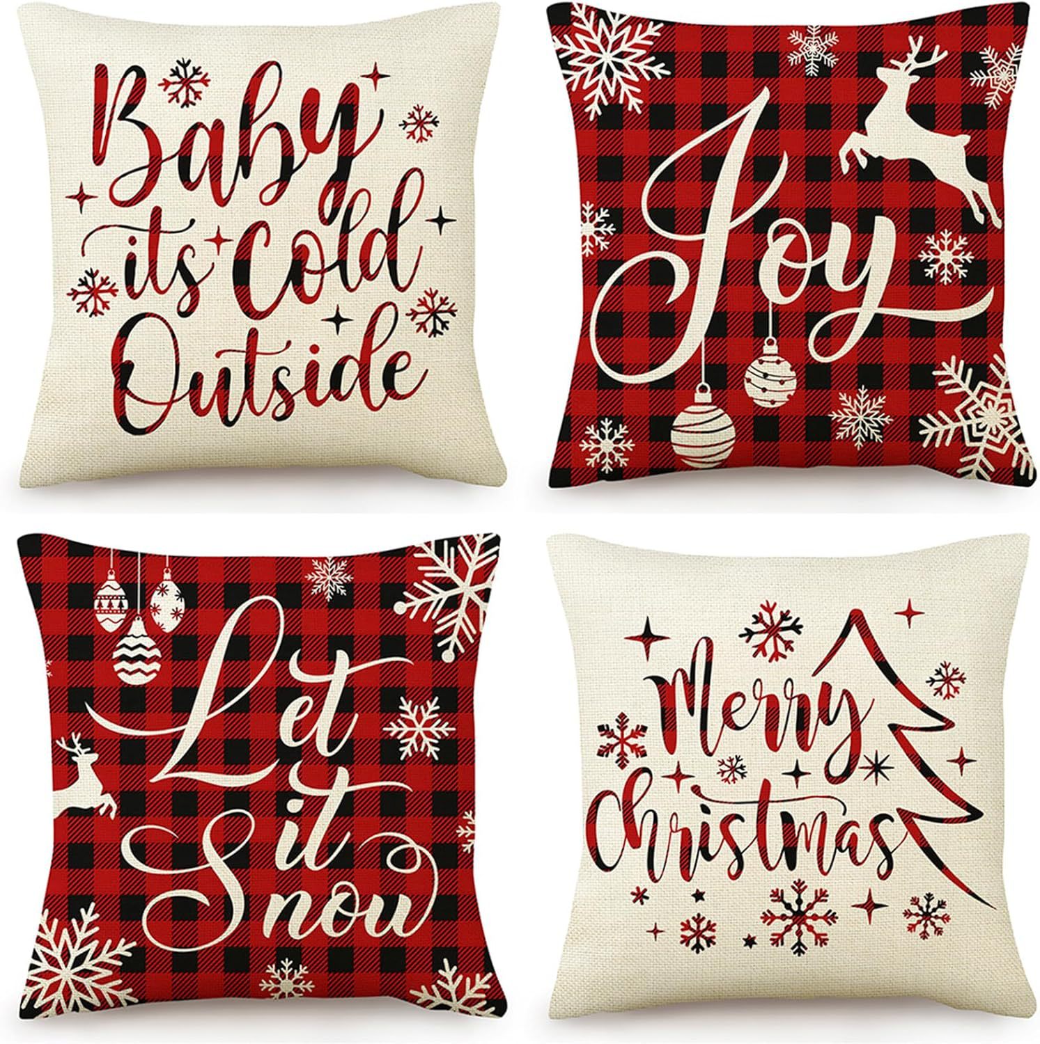 Transfronterizo Amazon temu Hot Sale Navidad invierno copo de nieve impresión lino almohada funda almohada sofá cojín