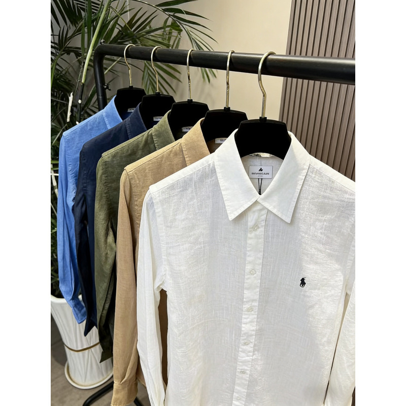 Qiaomi Light Luxury Embroidered Pony Logo 100% Linen Shirt for Women, Summer Multi-Color Loose Breathable Casual Long-Sleeve Shirt Qiaomi Light Luxury Embroidered Pony Logo 100% Linen Shirt for Women, Summer Multi-Color Loose Breathable Casual Long-Sleeve Shirt